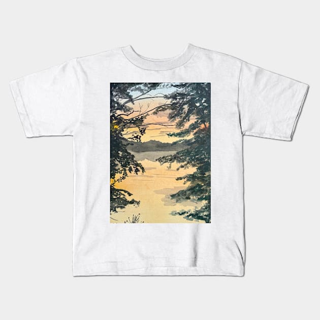 Sunrise Over The Lake Kids T-Shirt by ElizaC